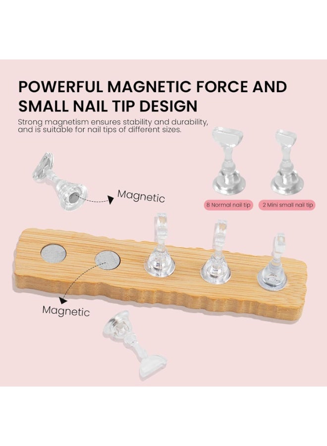 Nail Stand for Press On Nails Art Display Practice 2 Sets, 1 Heart Shaped Acrylic Magnetic Nail Stands, Fake Nail Holder Tips With 200 PCS Double-Sided Tape, Nail Kit Home DIY Salon Supplies - Image 3
