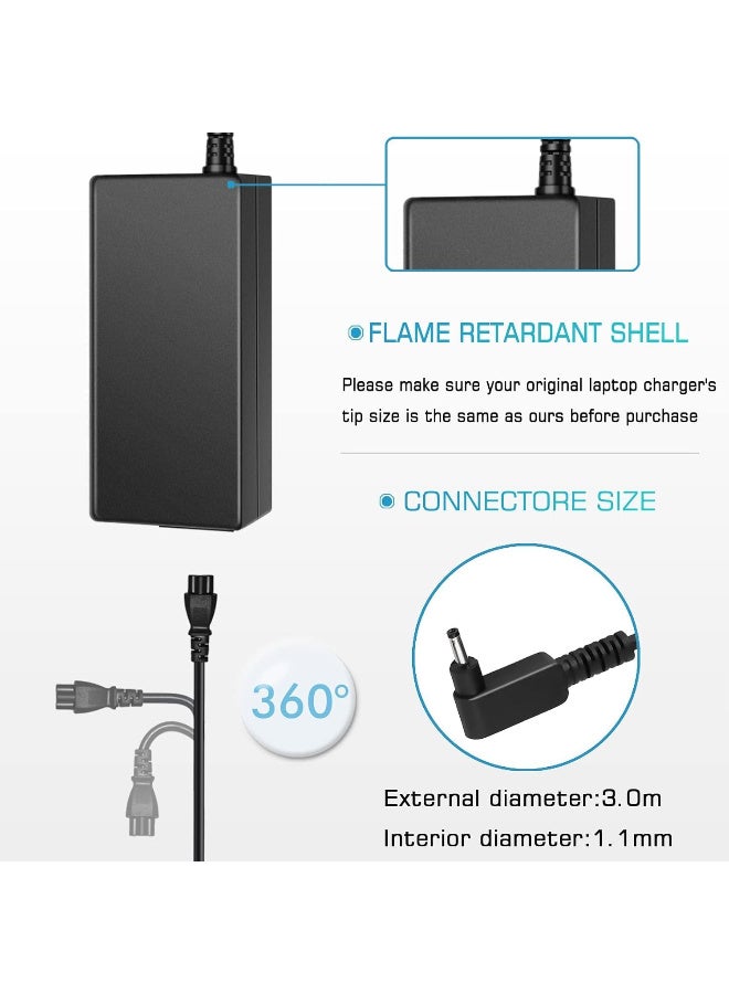 Zexen 45W/19V/2.37A Laptop Adapter Charger For Acer Chromebook 11/13/14/5 & R11/R13/R14/CB3/CB5 & Aspire 3 & A315/A315/A314 Power Cord (3.0mm x 1.1mm) (45W) - Image 3