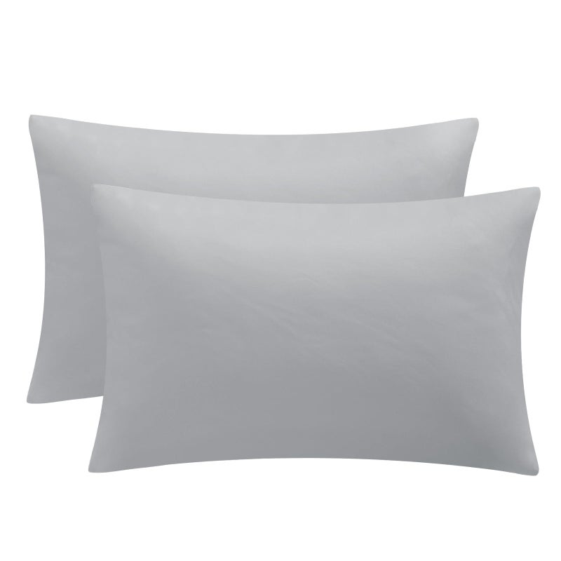 Aisbo Pillow Cases 2 Pack  Light Grey Standard 50x75 cm Pillowcases Set of 2 Soft Pair of Microfiber Plain House wife Pillow Cover with Envelope Closure