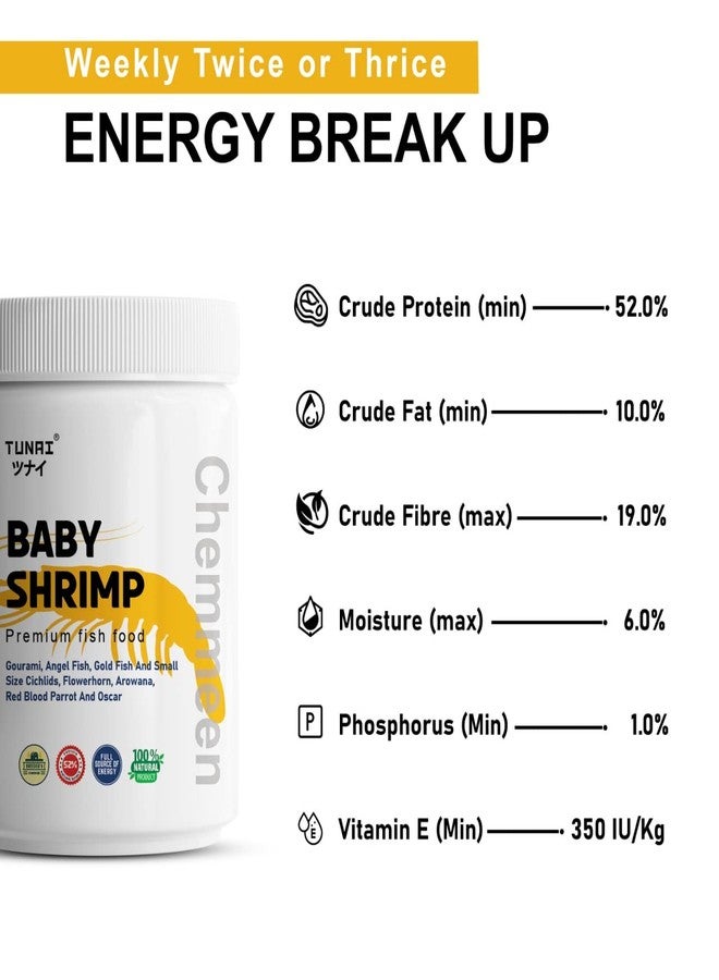 روبيان توناي تشيمين المجفف بالشمس بالكامل، طعام مثالي لأسماك الزينة | 50 غرام | مناسب لجميع مراحل حياة أسماك فلاور هورن، أروانا، ببغاء الدم الأحمر، أوسكار، سيكلد، والسلاحف - Image 4