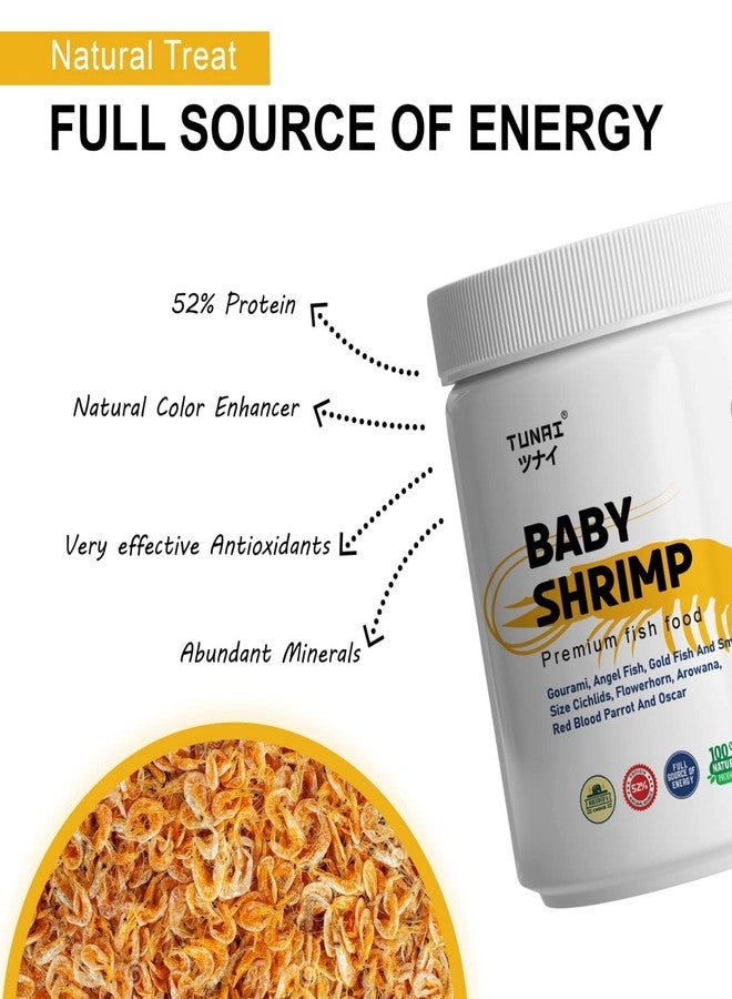 روبيان توناي تشيمين المجفف بالشمس بالكامل، طعام مثالي لأسماك الزينة | 50 غرام | مناسب لجميع مراحل حياة أسماك فلاور هورن، أروانا، ببغاء الدم الأحمر، أوسكار، سيكلد، والسلاحف - Image 2