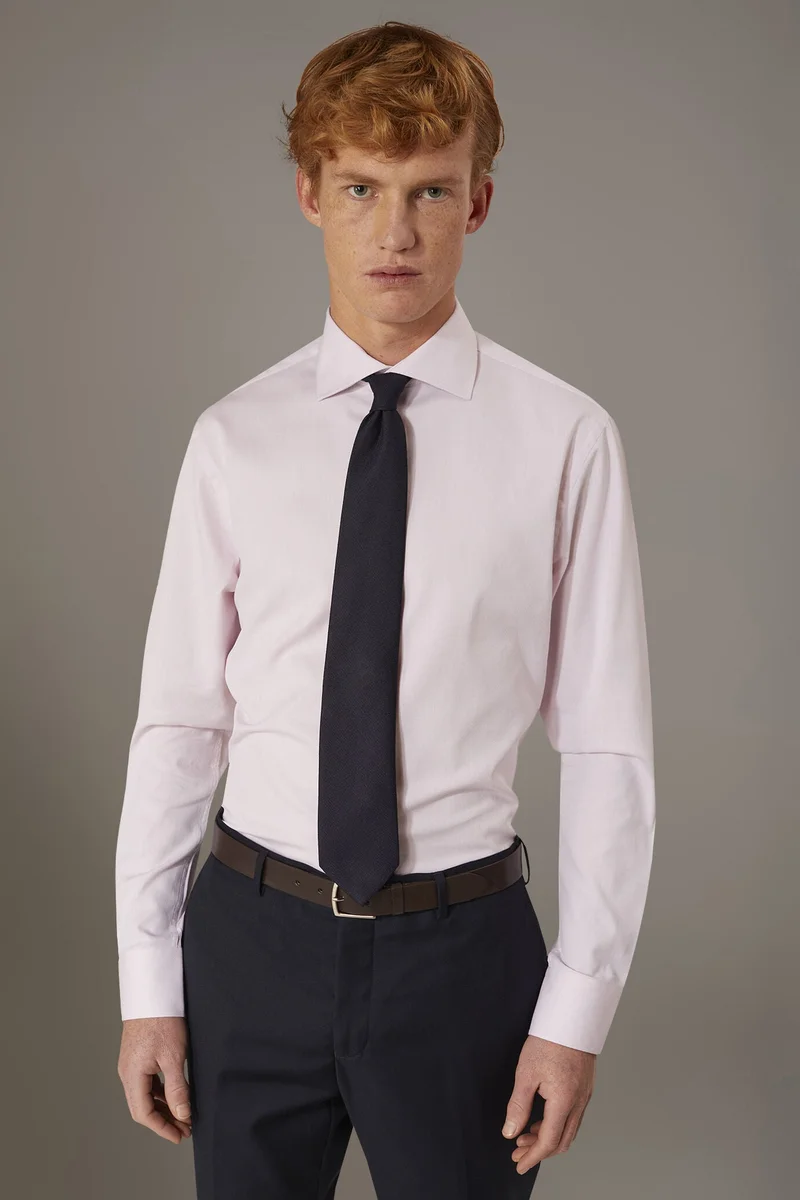 Classic shirt with french collar classic fit dobby fabric - Rose