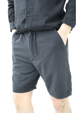 Cool Tarz Cool Style Men's Black Musli Laced Linen Shorts  - Image 1