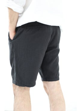 Cool Tarz Cool Style Men's Black Musli Laced Linen Shorts  - Image 2