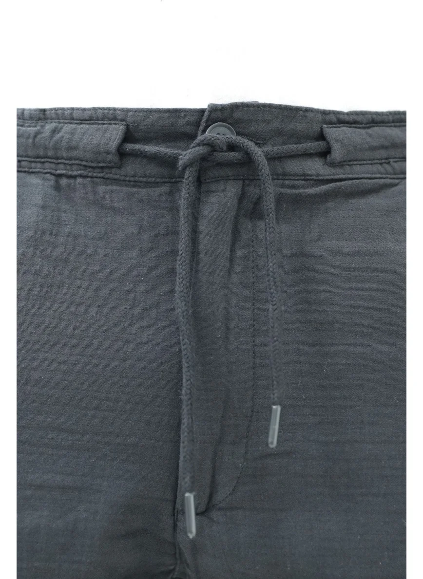Cool Tarz Cool Style Men's Black Musli Laced Linen Shorts