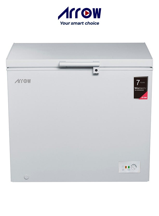 Arrow 200L 7.1 Cu.Ft Chest Freezer with Energy Saving, Super Freeze, Electronic Temperature Control, Manual Defrost, Recessed External Handle, Wheels, White Finish | Model No: RO-300F - Image 1