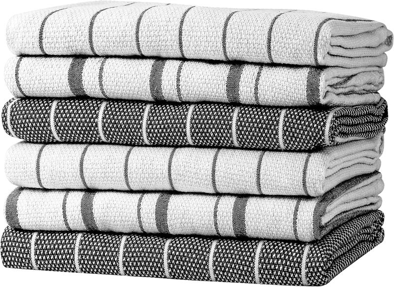 Zeppoli Classic Kitchen Towels - 6 Pack 50 x 70 CM - 100% Natural Cotton Dish Reusable Cleaning Cloths - Super Absorbent - Machine Washable Hand Towels (Black) - Image 1