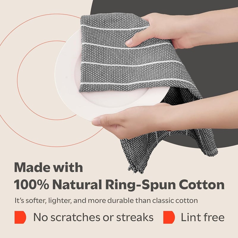 Zeppoli Classic Kitchen Towels - 6 Pack 50 x 70 CM - 100% Natural Cotton Dish Reusable Cleaning Cloths - Super Absorbent - Machine Washable Hand Towels (Black) - Image 3