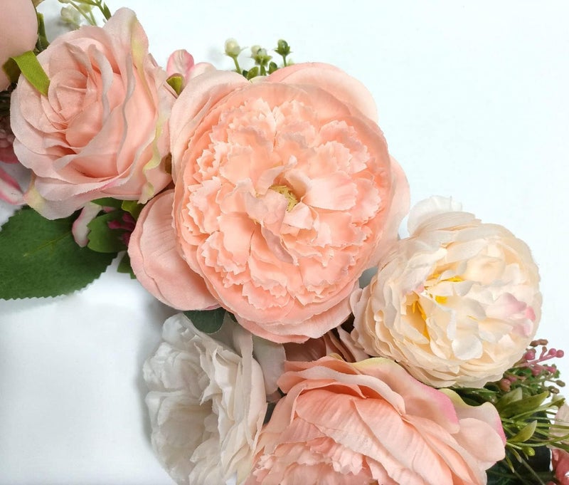 OrgMemory Artificial Peony Flower Swag, Arch Flowers, 20" Length in Bent, Decorative Swag, for Arch Front Door Party Wall Home Decor(Peach) - Image 4