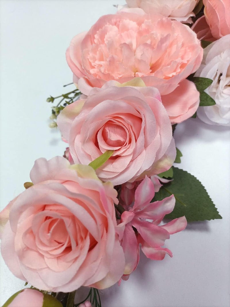OrgMemory Artificial Peony Flower Swag, Arch Flowers, 20" Length in Bent, Decorative Swag, for Arch Front Door Party Wall Home Decor(Peach) - Image 3