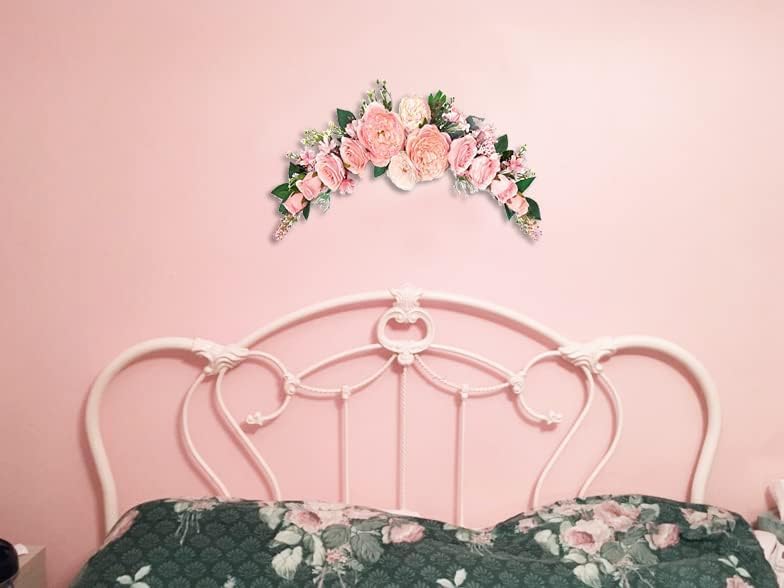 OrgMemory Artificial Peony Flower Swag, Arch Flowers, 20" Length in Bent, Decorative Swag, for Arch Front Door Party Wall Home Decor(Peach) - Image 5