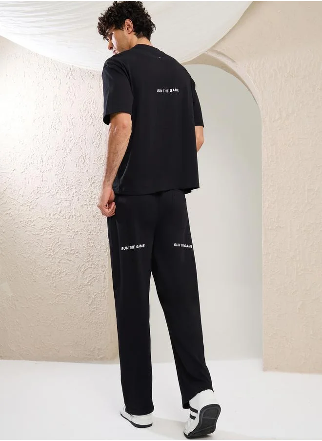 Styli Minimal Printed Oversized T-Shirt and Joggers Set