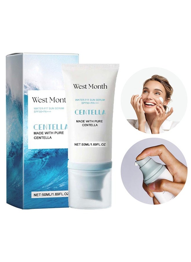 West&Month Centella Water-Fit Sun Serum,Mild Safe Sun SPF50+ For All Skin Types and Skin Tones 50ml  - Image 1