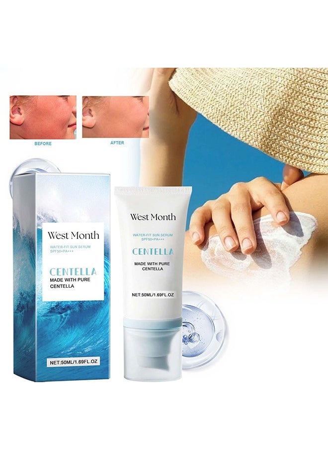 West&Month Centella Water-Fit Sun Serum,Mild Safe Sun SPF50+ For All Skin Types and Skin Tones 50ml  - Image 3