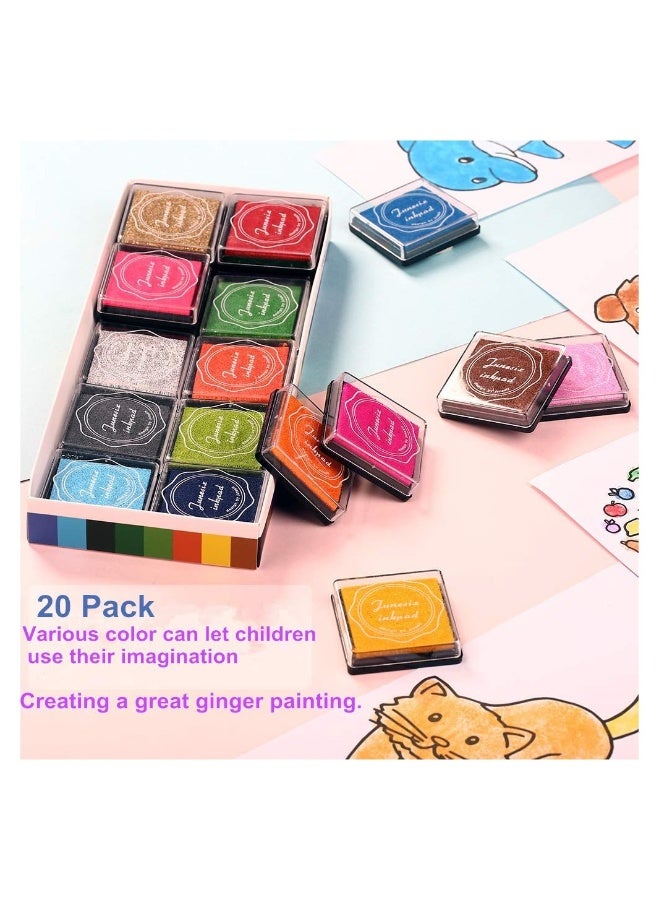 Washable Non Toxic Finger Ink Pad Set 20 Vibrant Colors Ideal for Kids Craft Projects Safe for Paper Wood Fabric - Image 5