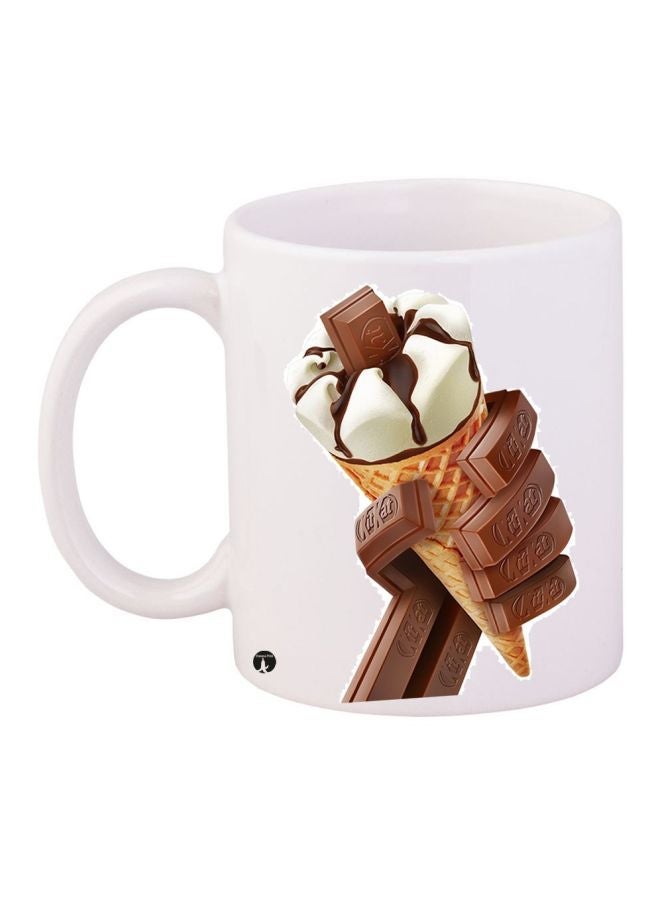 RYN Ice Cream Printed Coffee Mug White/Brown/Yellow 11ounce