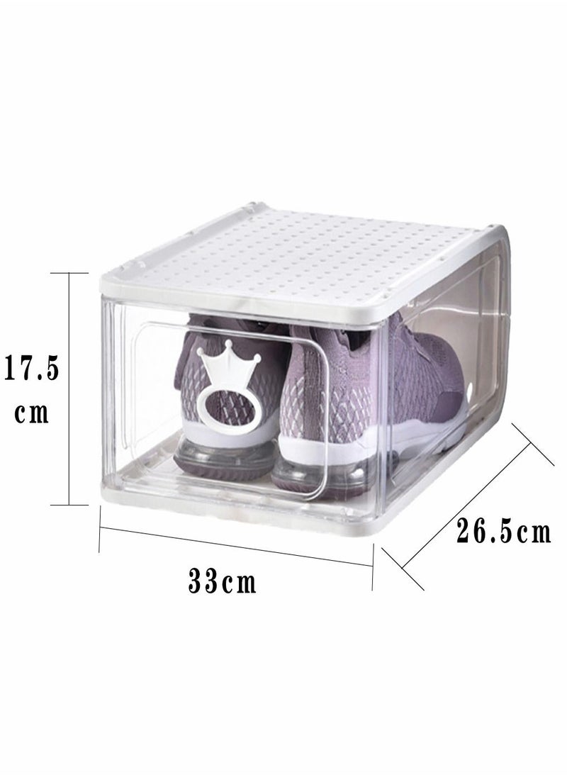 HomarKet - 4 Pack Foldable Stackable Plastic Shoe Box Clear Acrylic Containers and Organizer with Pull Ring Opening Door Can Fully Transparent for Display Sneakers - Image 1
