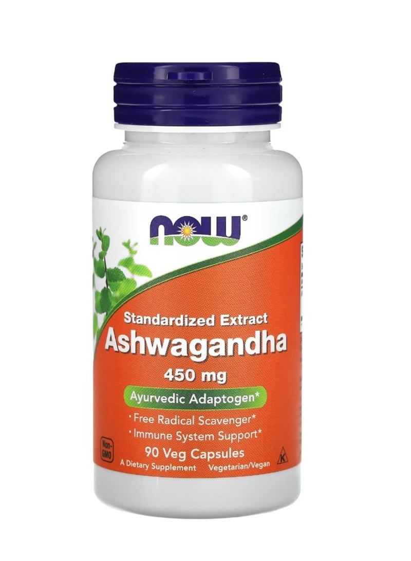 now Ashwagandha Standardized Extract 450 mg 90 Veg Capsules - Image 1