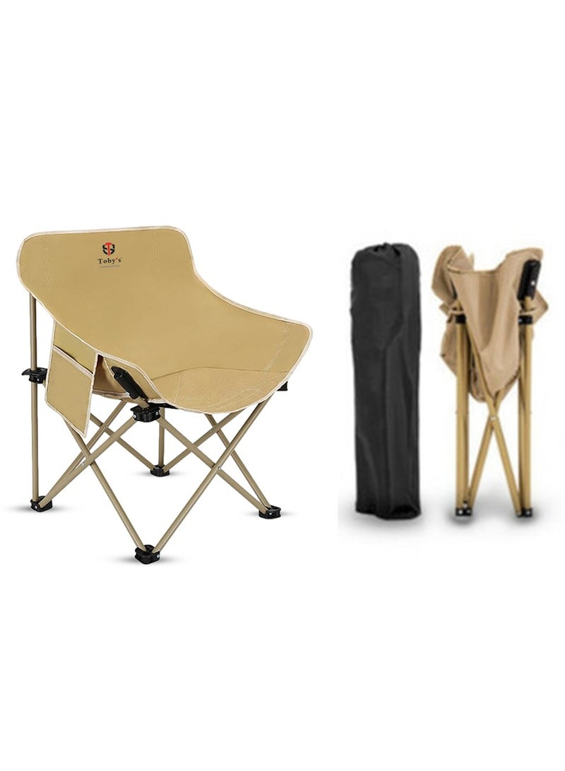 Toby's Outdoor Portable Camping Chair, Lightweight Folding Camping Chair, Heavy Duty Support, High Back Padded Lawn Chair with Arm Rest Cup Holder and Portable Carrying Bag - Image 1