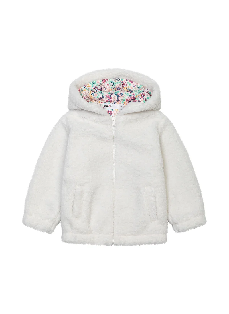 MINOTI Kids Girls Hooded Teddy Fur Zip Thru