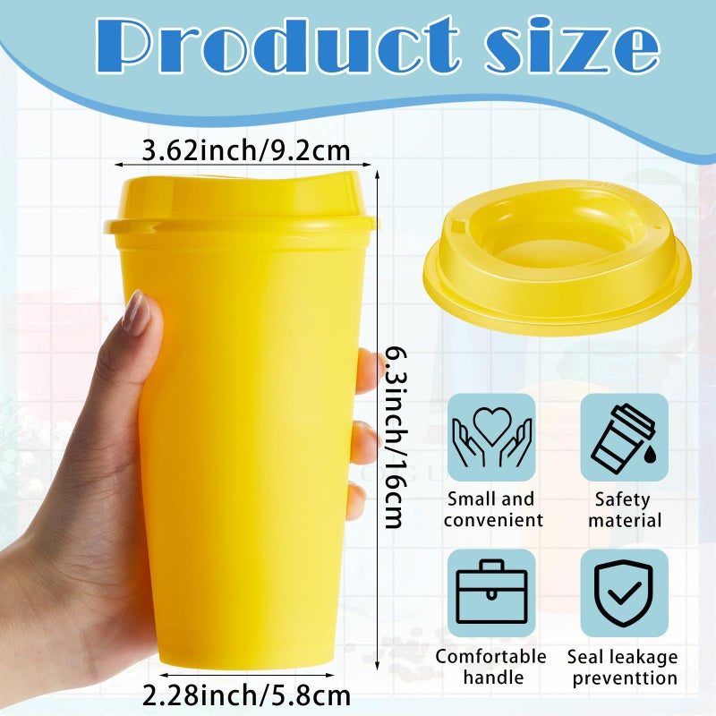 FillTouch 12 Pcs Reusable Coffee Cups with Lids 16 oz Travel Hot Cups Microwavable Plastic Tumblers Coffee Mugs Party Birthdays Gifts Adult for Hot and Cold Drinks Favors (Bright Colors) - Image 2