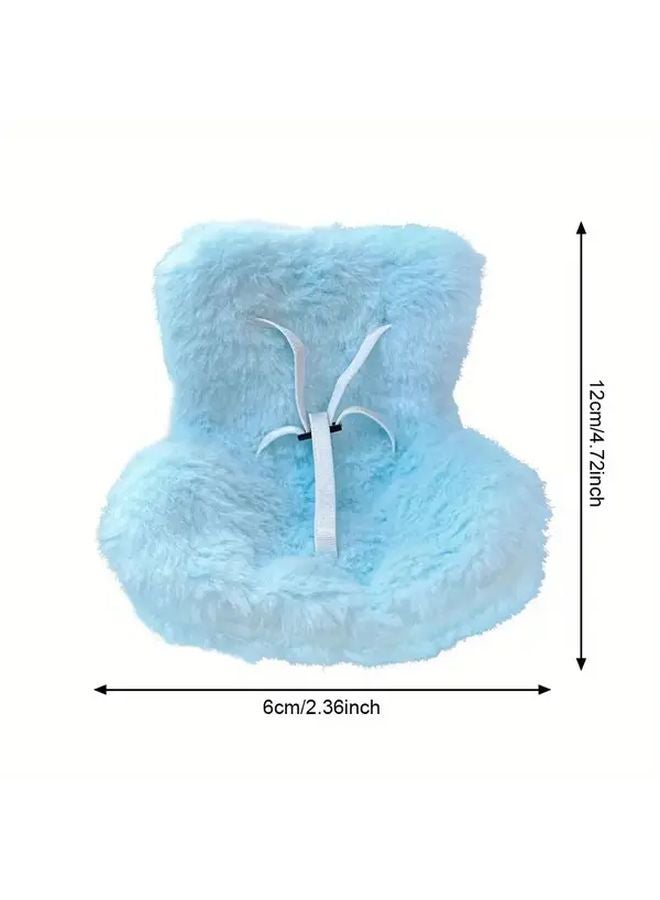 Gray Mini Plush Car Seats Soft Breathable Interior Decoration Gift - Image 4