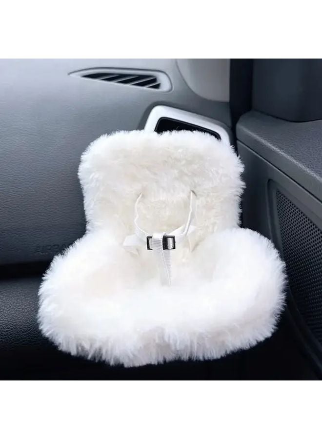 Gray Mini Plush Car Seats Soft Breathable Interior Decoration Gift - Image 3