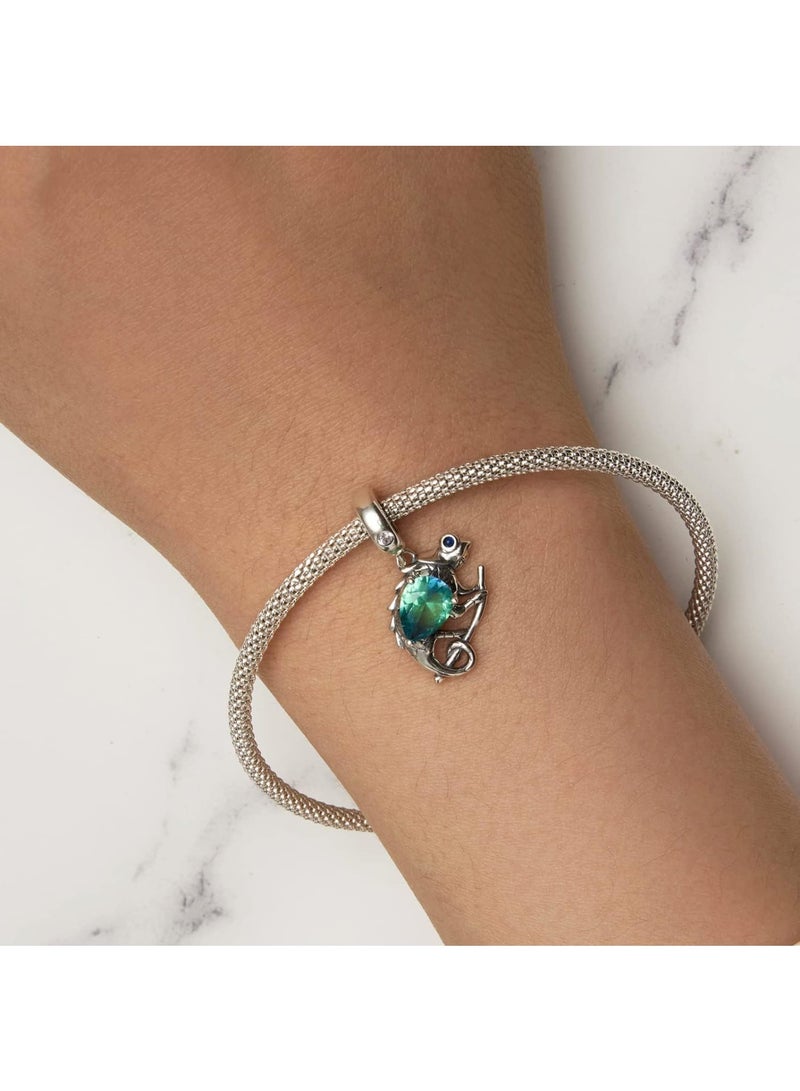 SOLARAE 925 Sterling Silver Animal Pendant Beads, Bead Charms for Bracelets, Girls Jewelry Beads Women Gift Bracelets and Necklaces, Crystal Everyday Accessories (Chameleon Pendant) - Image 3