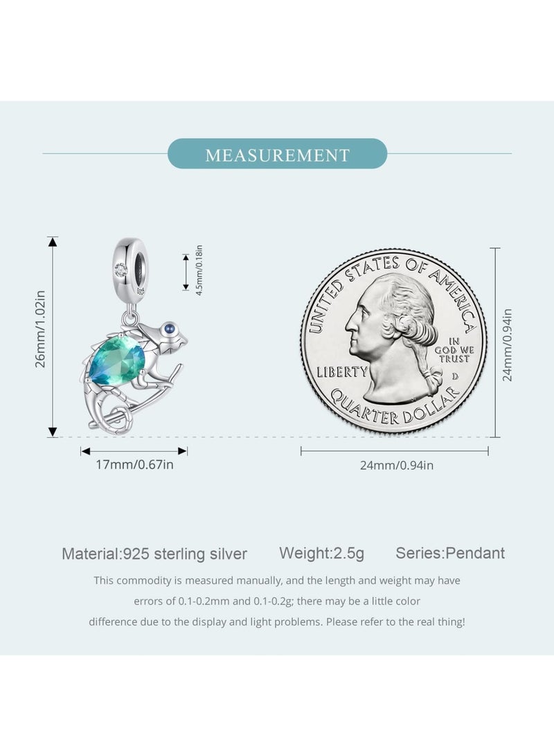 SOLARAE 925 Sterling Silver Animal Pendant Beads, Bead Charms for Bracelets, Girls Jewelry Beads Women Gift Bracelets and Necklaces, Crystal Everyday Accessories (Chameleon Pendant) - Image 5
