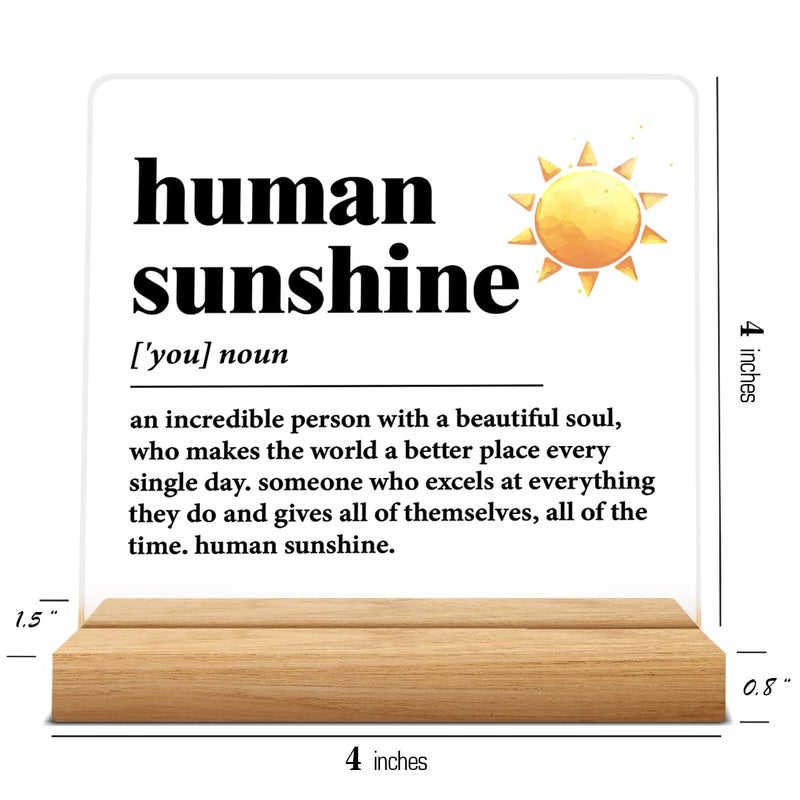 Zauly Human Sunshine Motivational Gift for Women Men, Employee Appreciation, Coworker Leader Teacher Coach Mentor, Definition Acrylic Desk Sign Decor - Image 3