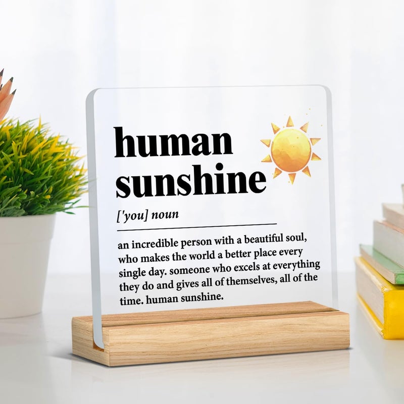 Zauly Human Sunshine Motivational Gift for Women Men, Employee Appreciation, Coworker Leader Teacher Coach Mentor, Definition Acrylic Desk Sign Decor - Image 4
