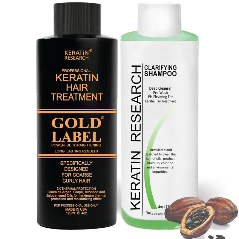 KERATIN RESEARCH علاج تصفيف الشعر بالكيراتين من GOLD LABEL لجميع أنواع الشعر 4 أونص