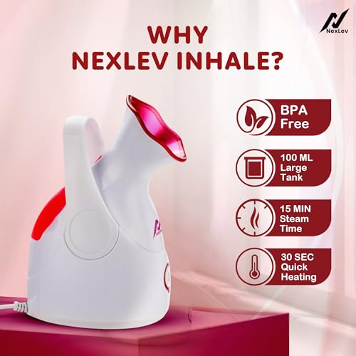NexLev Steamer For Cold & Cough| Face Steam,Inhaler & Vaporizer | Perfect for Facial & Aromatherapy | Nano Ionic Steam | Uv Sterilization | Aroma Diffuser|30 Sec Heating|Avoid Burns & Spillage | FS-01 - Image 3