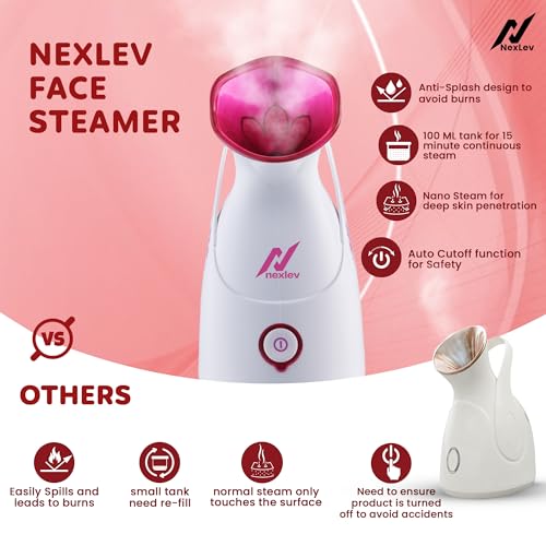 NexLev Steamer For Cold & Cough| Face Steam,Inhaler & Vaporizer | Perfect for Facial & Aromatherapy | Nano Ionic Steam | Uv Sterilization | Aroma Diffuser|30 Sec Heating|Avoid Burns & Spillage | FS-01 - Image 5