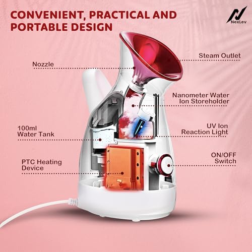 NexLev Steamer For Cold & Cough| Face Steam,Inhaler & Vaporizer | Perfect for Facial & Aromatherapy | Nano Ionic Steam | Uv Sterilization | Aroma Diffuser|30 Sec Heating|Avoid Burns & Spillage | FS-01 - Image 4