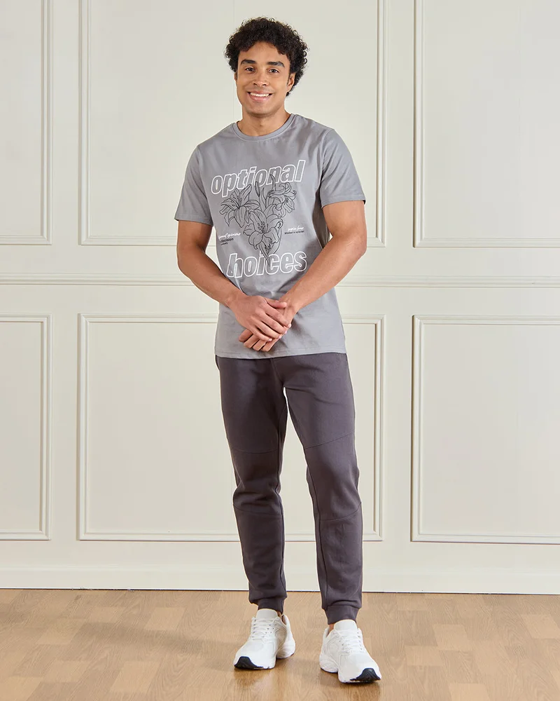 Redtag Men Grey Pique Track Pants