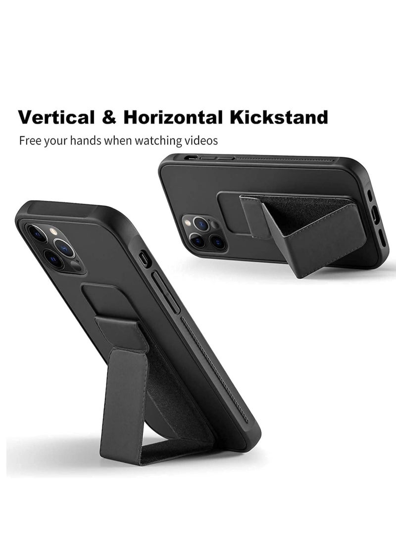 Raxoom IPhone 14 Pro Case with Magnetic Foldable Back Stand and Holder, Cover with Finger Strap and Hand Grip, Magnetic Car Mount Kickstand IPhone 14 Pro (Black) - Image 1
