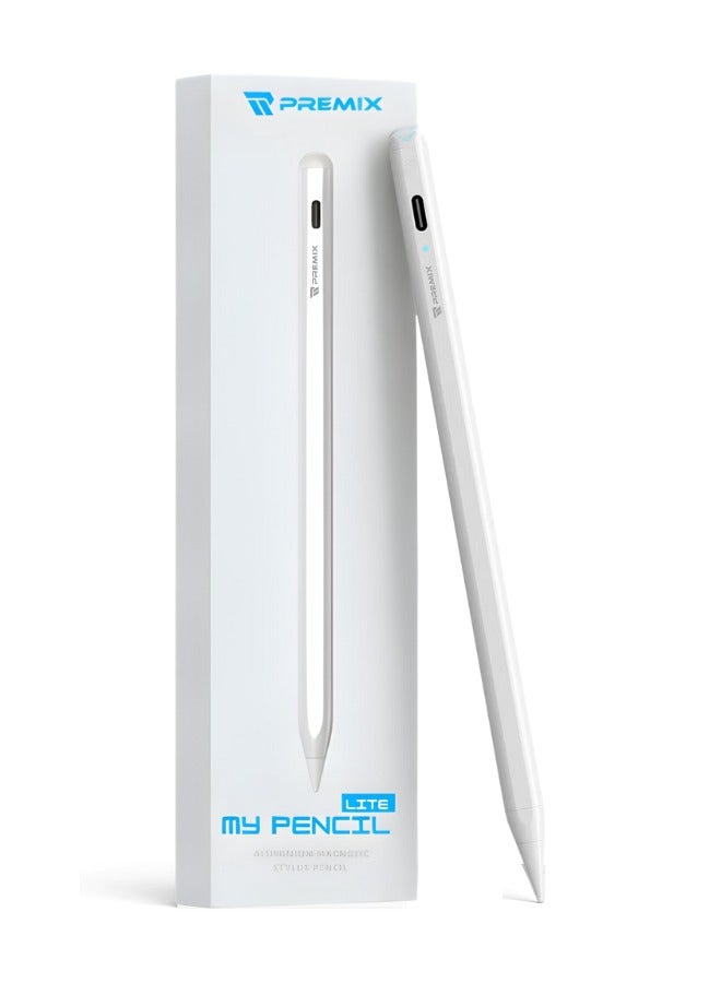 بريمكس قلم ماي بينسل لايت  مع شحن سريع وميزة رفض راحة اليد، متوافق مع جميع أجهزة اللمس (الآيباد، التابلت، والهواتف الذكية) — باللون الأبيض - Image 2