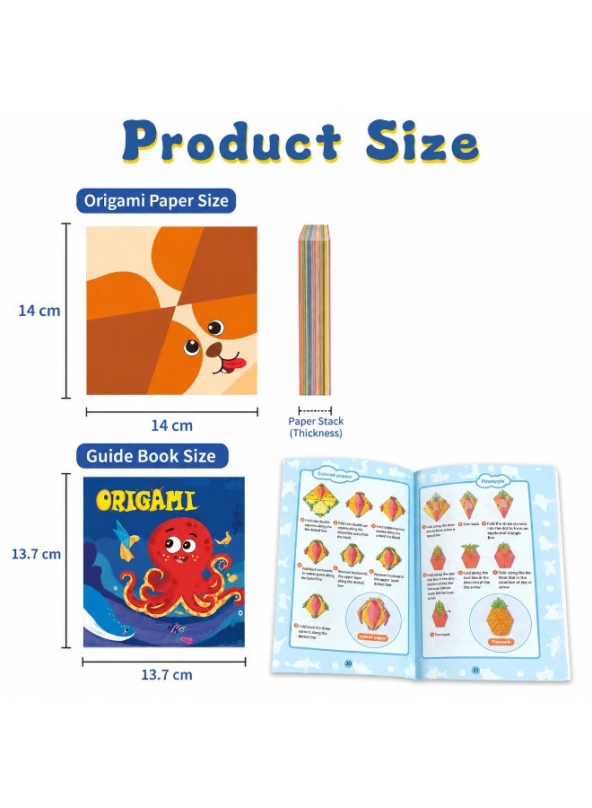 Tanyaz Origami Paper Kit for Kids, 152 Patterned Papers with English Guide Book and Storage Box, Creative Folding Craft Set for Family Activities and Gift Giving - Image 3