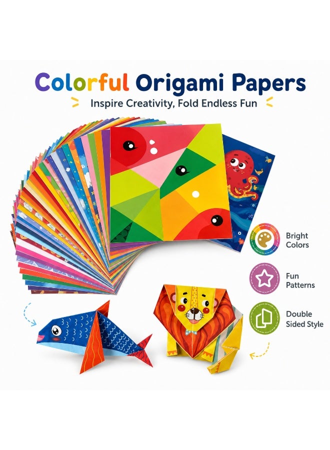 Tanyaz Origami Paper Kit for Kids, 152 Patterned Papers with English Guide Book and Storage Box, Creative Folding Craft Set for Family Activities and Gift Giving - Image 5
