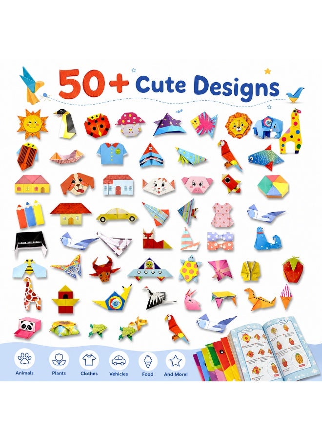 Tanyaz Origami Paper Kit for Kids, 152 Patterned Papers with English Guide Book and Storage Box, Creative Folding Craft Set for Family Activities and Gift Giving - Image 4