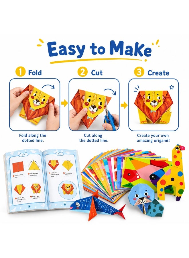 Tanyaz Origami Paper Kit for Kids, 152 Patterned Papers with English Guide Book and Storage Box, Creative Folding Craft Set for Family Activities and Gift Giving - Image 2