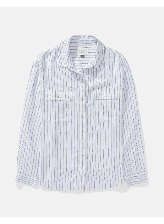 امريكان ايجل AE Weekend Vibes Long-Sleeve Button-Up Shirt