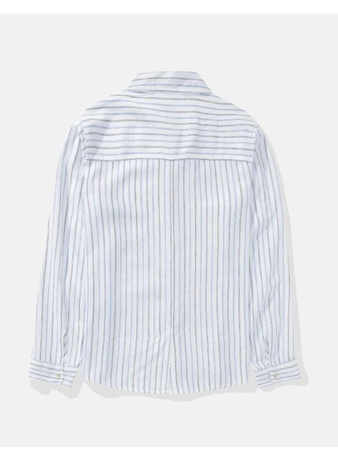 امريكان ايجل AE Weekend Vibes Long-Sleeve Button-Up Shirt