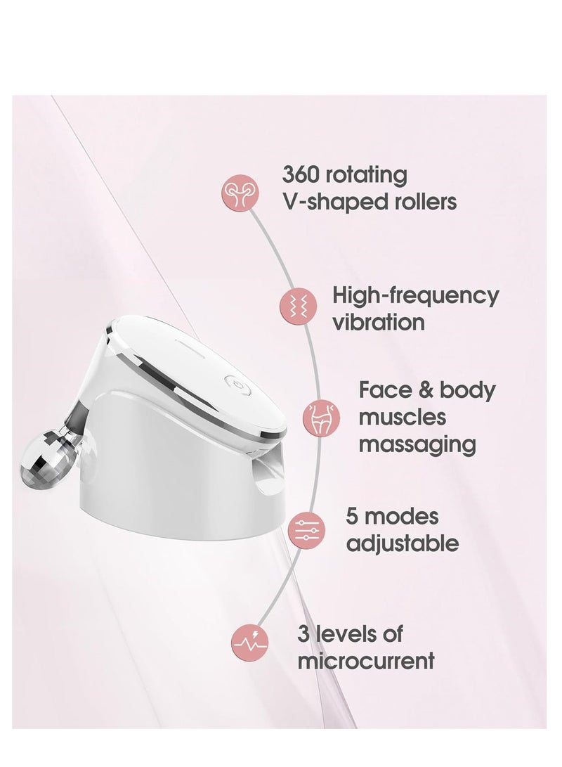 KASTWAVE Microcurrent-Facial-Device, Microcurrent Face Massager Roller for Skin Care, Firm Facial Lines and Lift Facial Contours, Facial Massager Face Rollers for Women and Men, Glossy White, 1 Pcs - Image 4