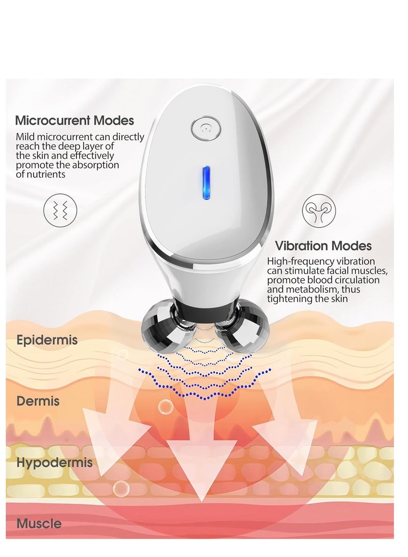 KASTWAVE Microcurrent-Facial-Device, Microcurrent Face Massager Roller for Skin Care, Firm Facial Lines and Lift Facial Contours, Facial Massager Face Rollers for Women and Men, Glossy White, 1 Pcs - Image 2