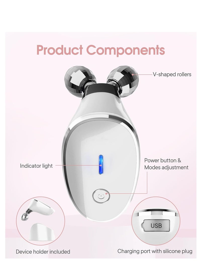 KASTWAVE Microcurrent-Facial-Device, Microcurrent Face Massager Roller for Skin Care, Firm Facial Lines and Lift Facial Contours, Facial Massager Face Rollers for Women and Men, Glossy White, 1 Pcs - Image 5