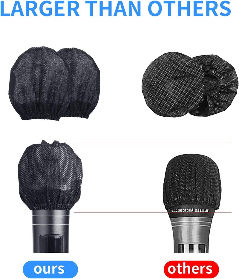 LASMEX 240pcs (120 pairs) Mic Covers Disposable Non-Woven, Individually Wrapped Mic Cover For Sanitary Mic Covers Disposable For Mic Microphone Windscreen & Pop Filters Black - Image 2