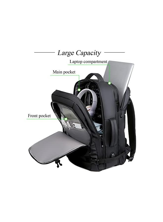 PROMASS Travel Laptop Backpack 35L Flight Approved Carry On Backpack for Men Women Expandable Large Luggage Backpack 17 Inch Waterproof Work Backpack Business Weekender Overnight Backpack(Black)  - Image 4