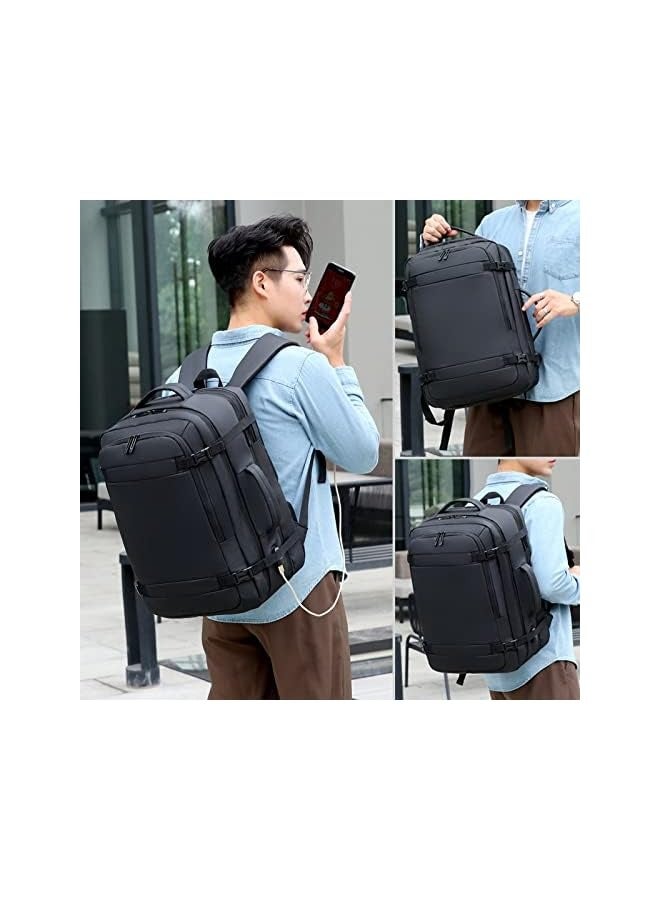 PROMASS Travel Laptop Backpack 35L Flight Approved Carry On Backpack for Men Women Expandable Large Luggage Backpack 17 Inch Waterproof Work Backpack Business Weekender Overnight Backpack(Black)  - Image 5